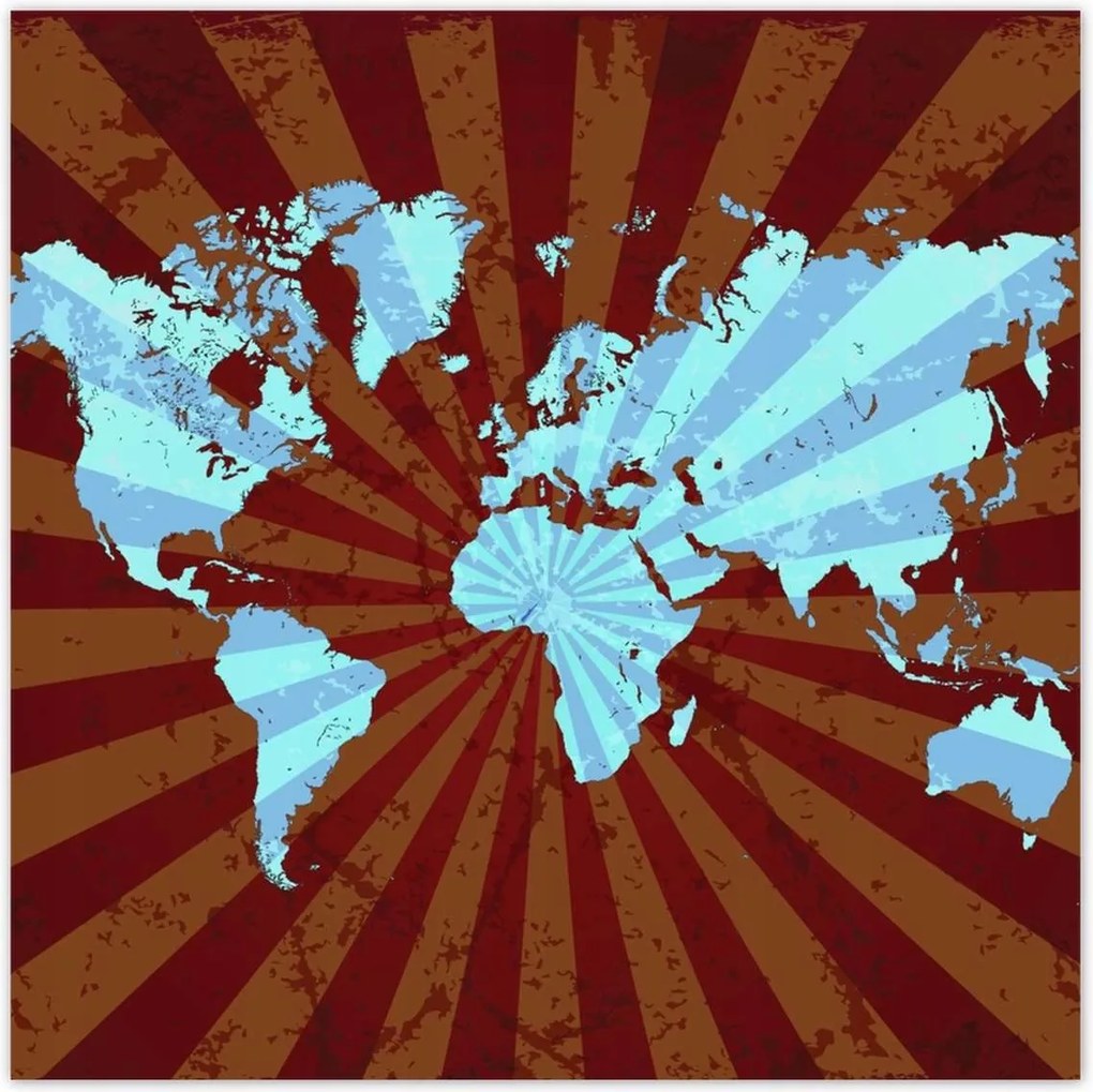 Poszterek 30x30 Kék világtérkép