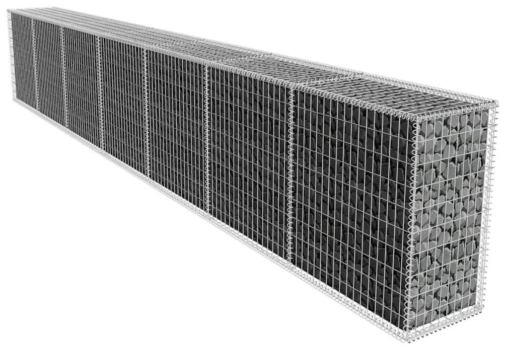 vidaXL horganyzott acél gabion fal fedéllel 600 x 50 x 100 cm