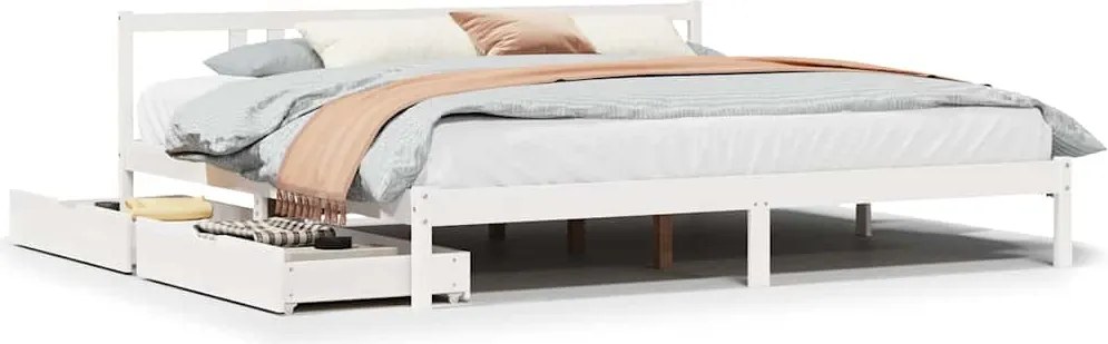 vidaXL fehér tömör fenyőfa ágy matrac nélkül 200 x 200 cm