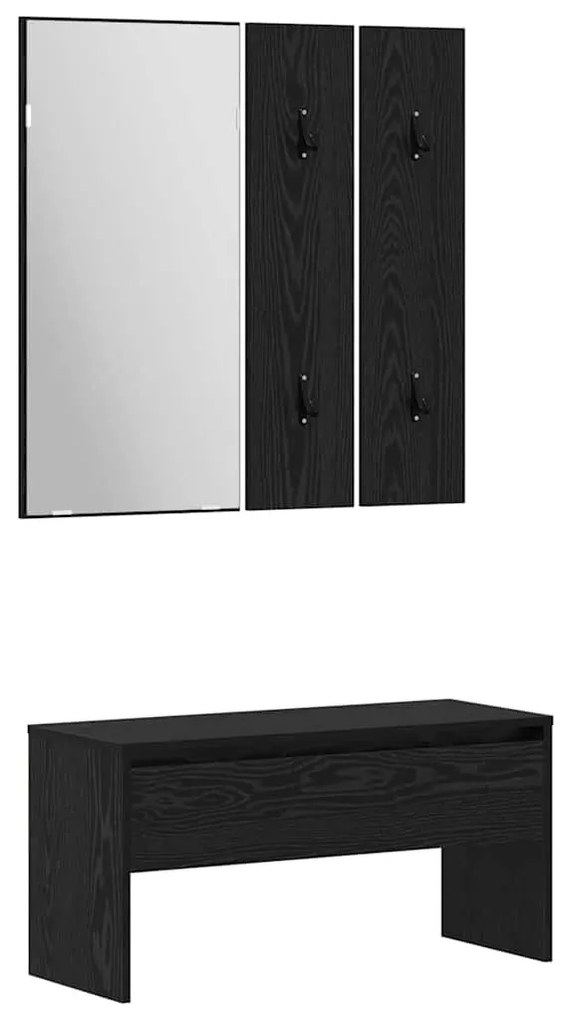 Előszoba bútorkészlet 3 pcs Musta tammi 80 x 31 x 40 cm Faanyag