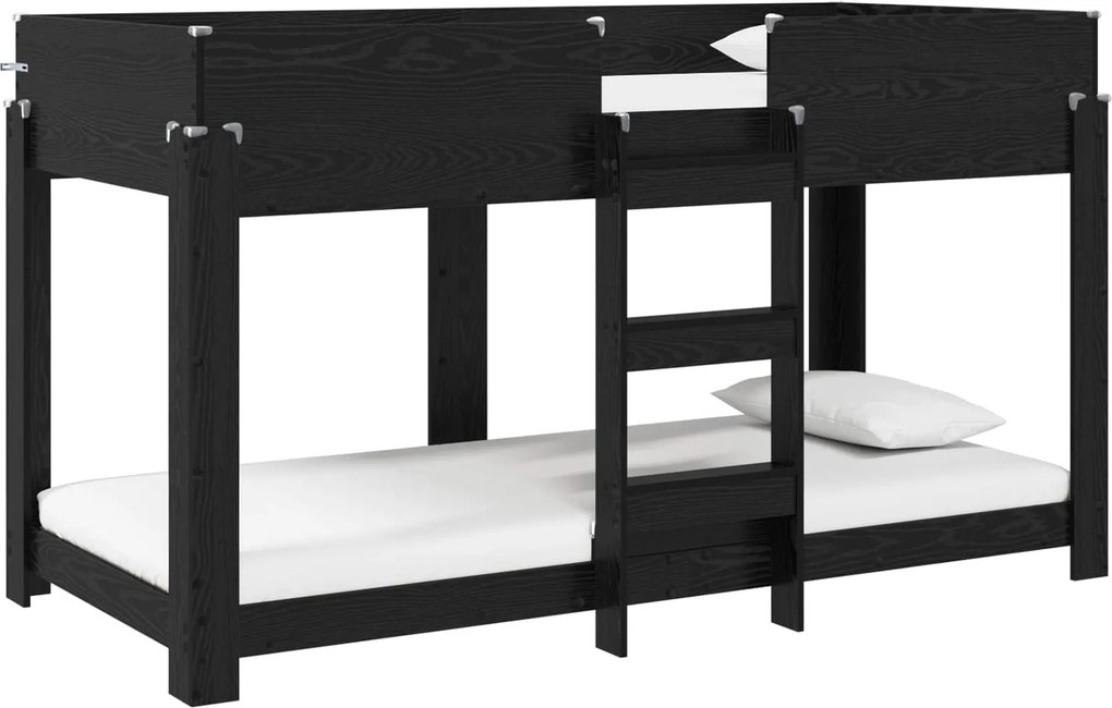 vidaXL Szükidő ágy Fekete tölgy 100 x 200 cm Faanyag