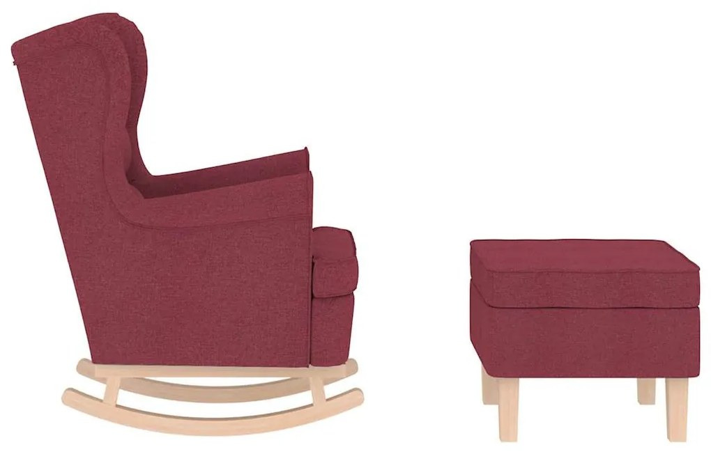 borvörös szövet hintaszék lábtartóval