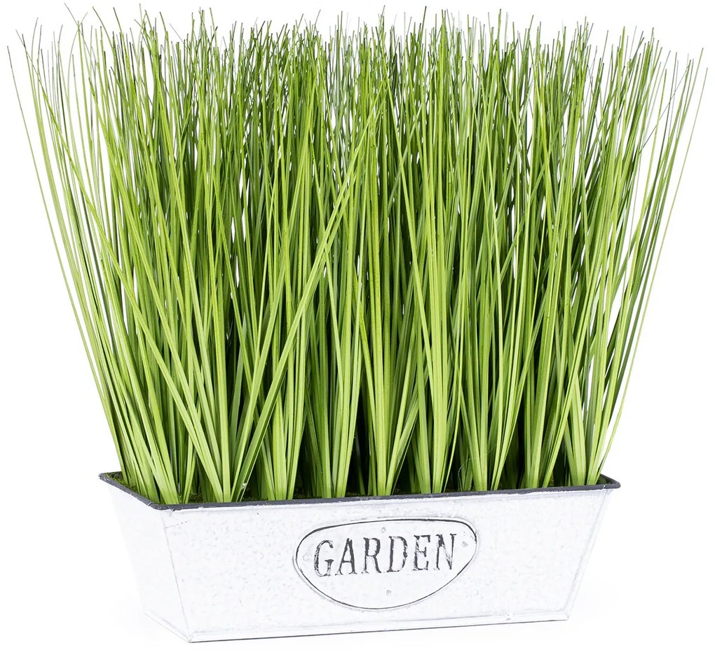 Virágláda műfűvel, 38 x 30 x 10 cm