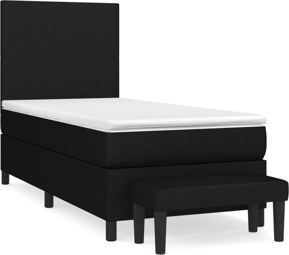 vidaXL fekete szövet rugós ágy matraccal 90x200 cm