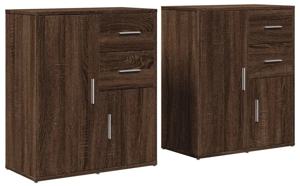 vidaXL 2 db barna tölgy színű szerelt fa tálalószekrény 60x31x70 cm