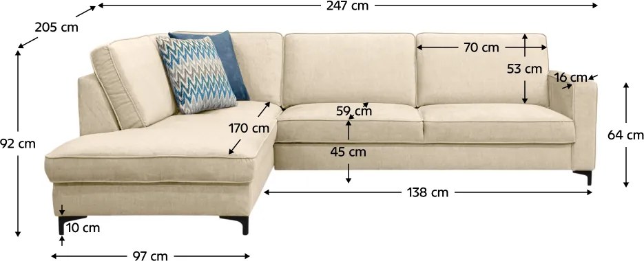 Széthúzható ülőgarnitúra, krémszínű, balos, ERMON ROH