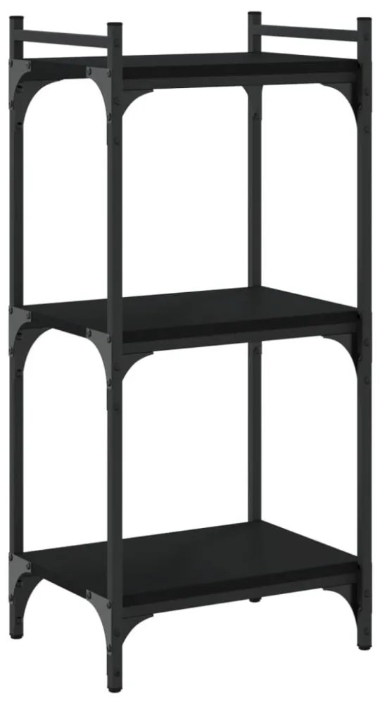 3 szintes fekete szerelt fa könyvespolc 40 x 30 x 86 cm