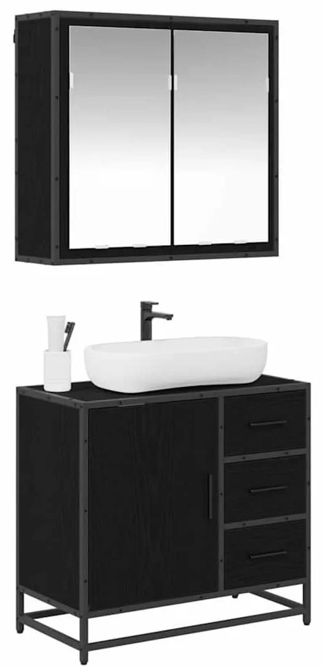 Fürdőszoba bútor szett 2 pcs Musta tammi 65 x 33 x 60 cm