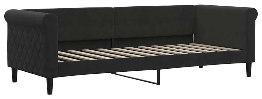 fekete kihúzható bársony heverő matraccal 80 x 200 cm