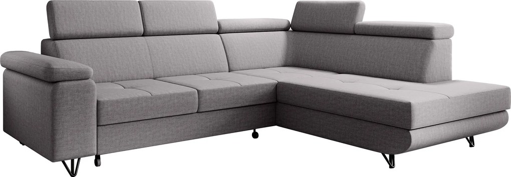 Kinyitható ülőgarnitúra, világosszürke, jobbos, JOGI ROH