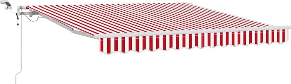 vidaXL Behúzható napellenző Piros és Fehér 350 x 250 cm