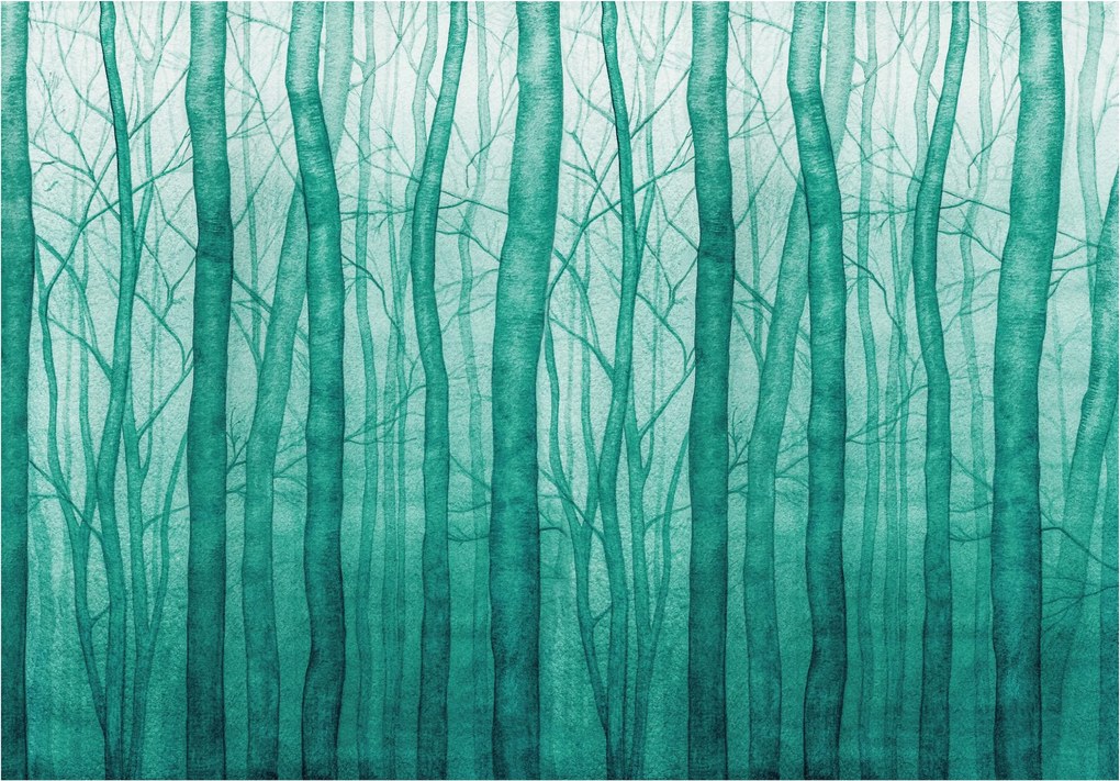 Fotótapéta Ködös erdő Zöld Türkiz Relaxáció Minimalizmus 208x146 +ragasztó