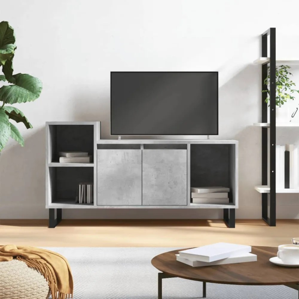 betonszürke szerelt fa TV-szekrény 100 x 35 x 55 cm