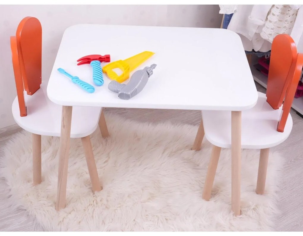 Gyerekasztal székekkel Bunny Two Chair Set - Orange, White