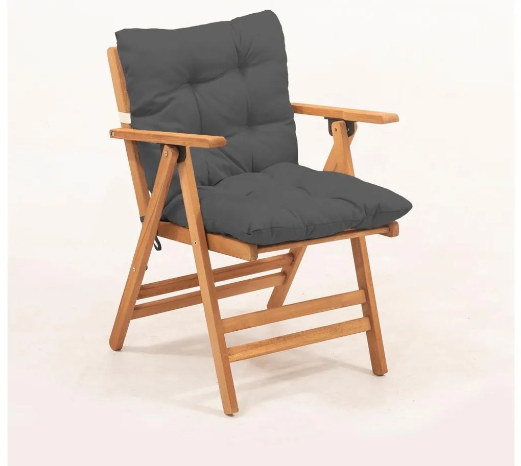 Összecsukható kerti szék párnával, szürke/habr