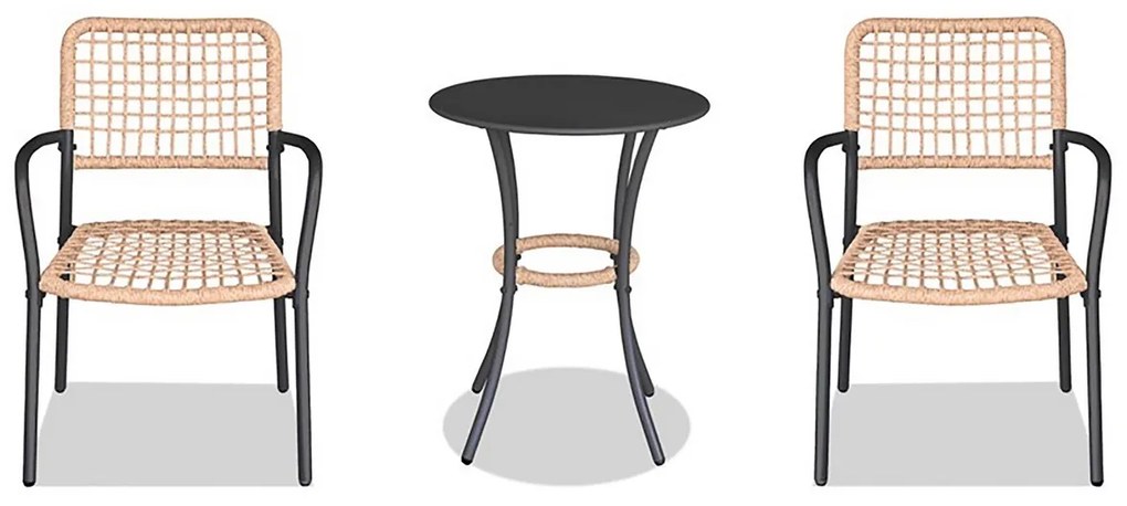 Autronic Balkónový set 1+2, kov, polyratan,přírodní, AZ-L1103 NAT