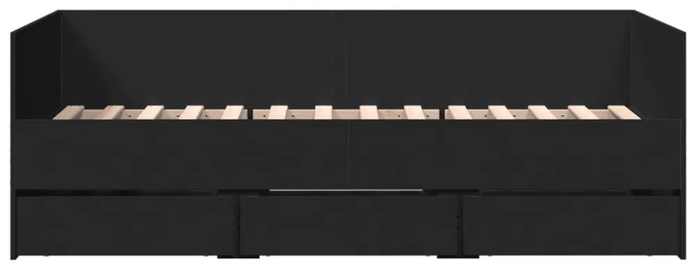 fekete kanapéágy fiókkal matrac nélkül 90x190 cm