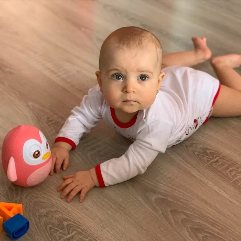 Baby Mix pingvin keljfeljancsi játék rózsaszín, 14 cm