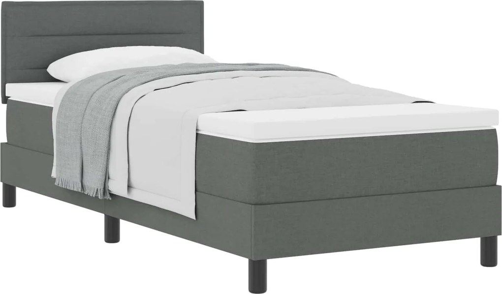 vidaXL Boxrugós ágy matracmal Sötétszürke 80 x 200 cm szövet