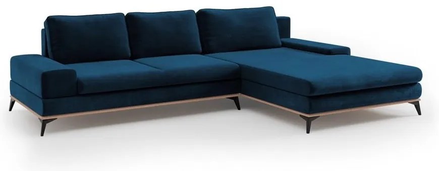 Astre királykék bársony kinyitható sarokkanapé, jobb oldali - Windsor & Co Sofas