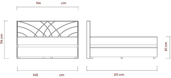 GINA 140x200 cm bézs kárpitozott ágy matracokkal és ágyneműtartóval