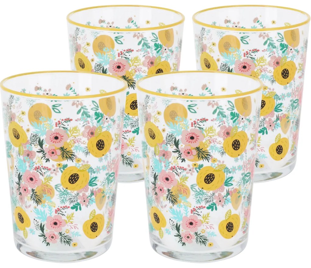 Flowers & Fruits 4 db-os pohárkészlet 510ml , sárga