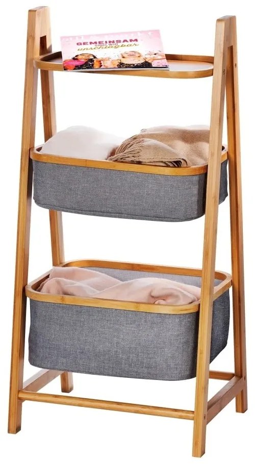 Szürke-barna bambusz fürdőszobai polcos állvány 44x91 cm Bahari – Wenko