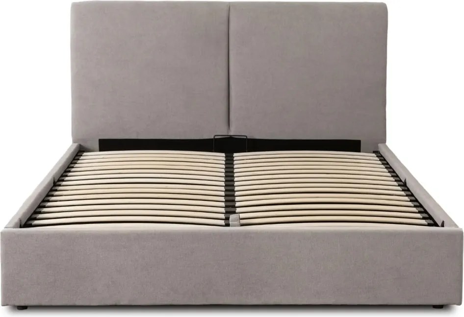 Ágy 160x200 cm méretben, ágyneműtartóval, szürke színben, szövet kárpittal MARSYLIA