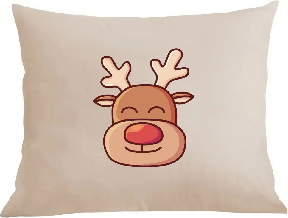 Karácsonyi párna párnahuzat színes rénszarvas mosolygós Rudolf