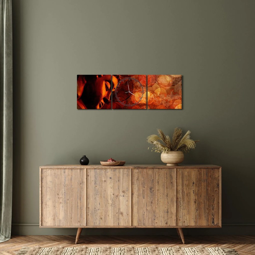 Kép - Buddha piros tónusokkal (órával) (90x30 cm)