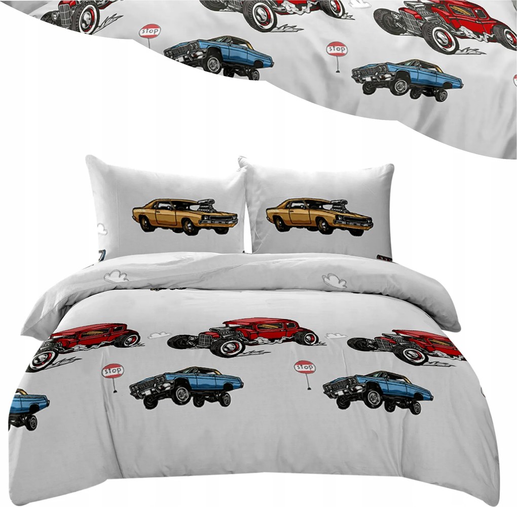 Ágyneműhuzat 140x200 Szett 2 részes 3D Gyerek Autók Többféle Minta