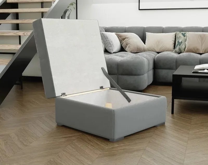 AKCIÓ Sötétkék ZENOVA tárolós puff 65x65 cm II. osztályú