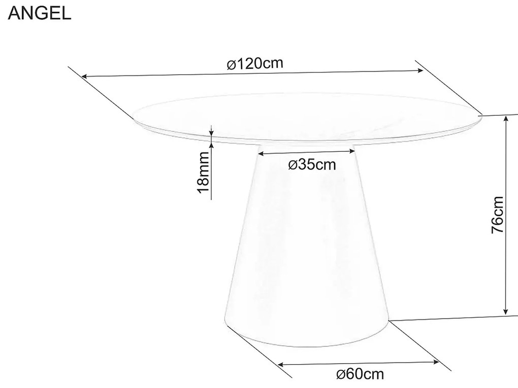 Kerek étkezőasztal ANGEL 120x120 cm, tölgy dekoráció