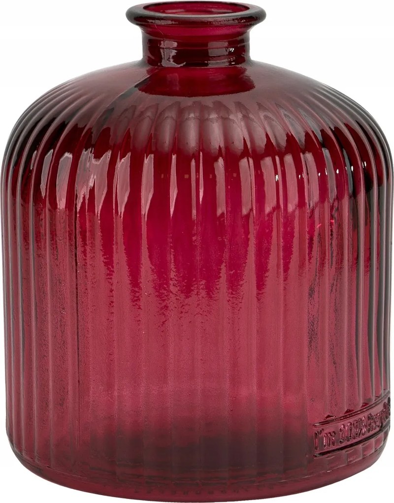 Üveg váza 18 cm Csíkos piros San Miguel újrahasznosított