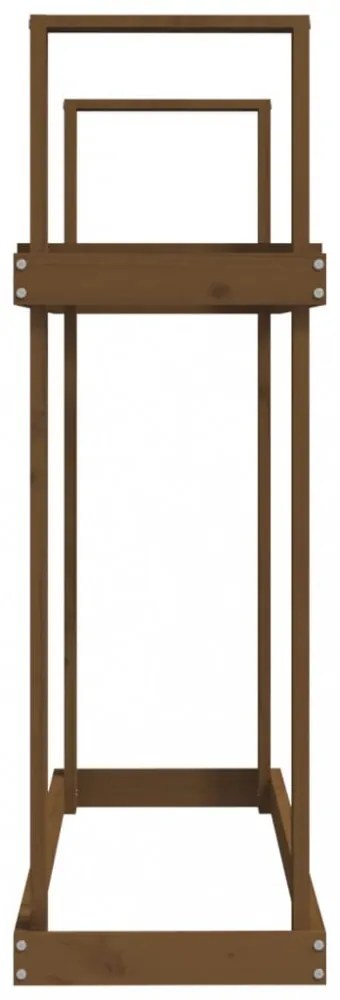 mézbarna tömör fenyőfa tűzifatartó állvány 110 x 35 x 108,5 cm