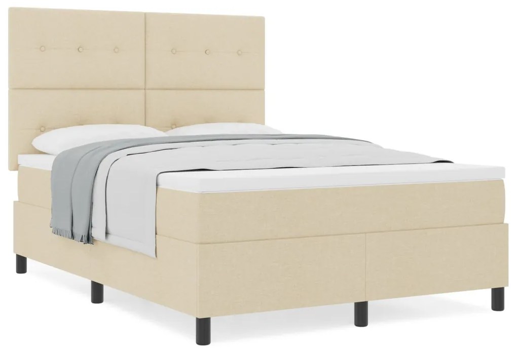 Box Spring Ágy Matraccal Krém 140x200 cm Szövet