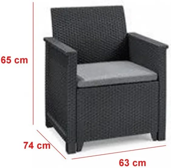 Emma műrattan kerti bútor szett chicago asztallal grafit színben