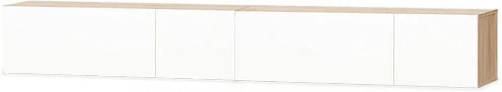 2 db tölgyfa/fehér magasfényű furnér TV szekrény 120x40x34 cm