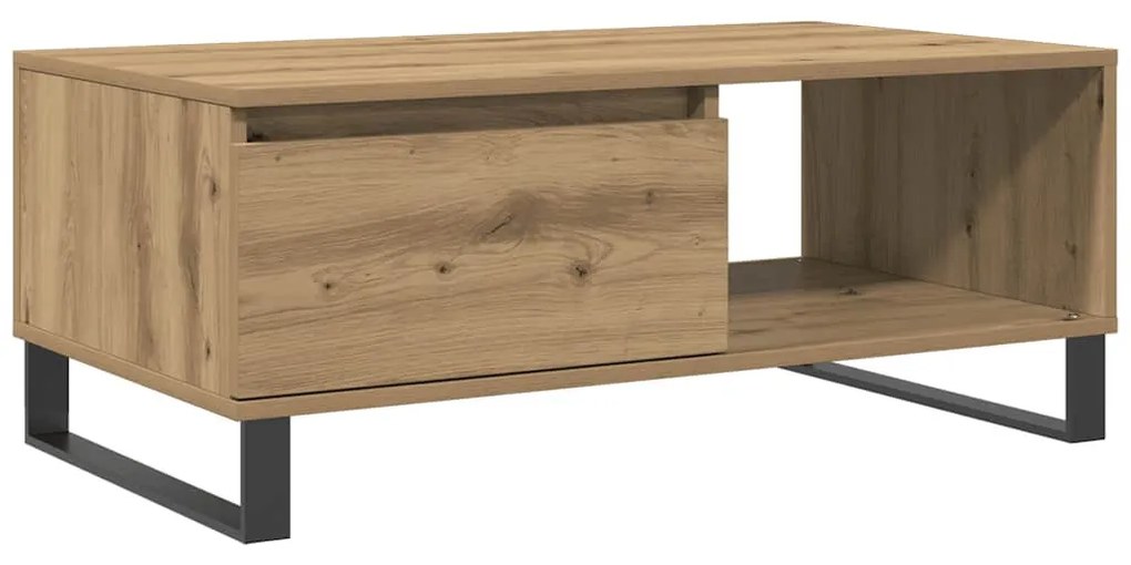 kézműves tölgy színű szerelt fa dohányzóasztal 90x50x36,5 cm