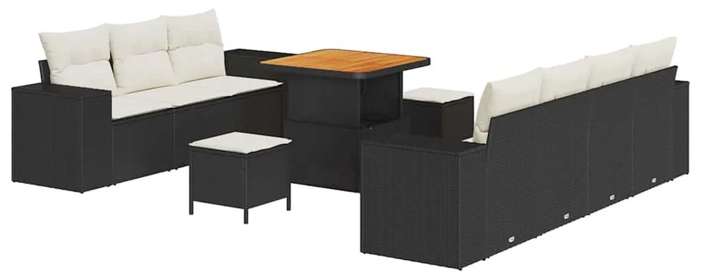 Kerti Kanapé Szett 10 pcs Fekete és Krém 80 x 80 x 71 cm