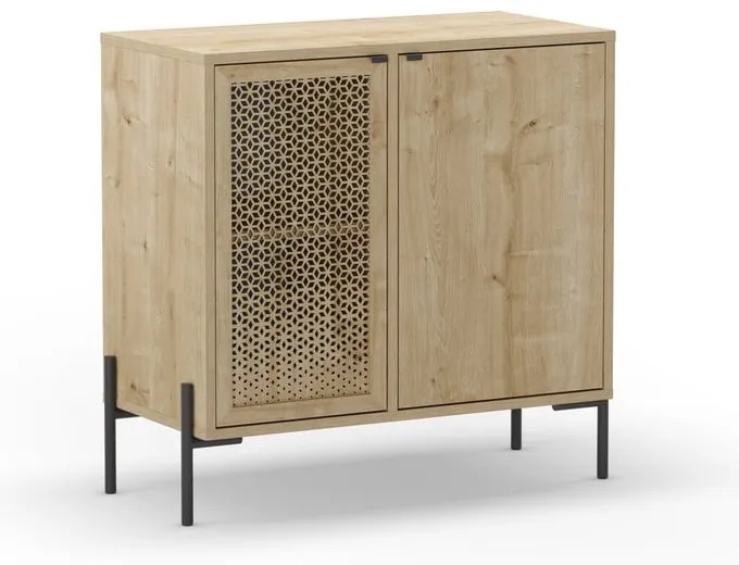 Natúr színű alacsony komód tölgyfa dekorral 80x80 cm Inca – Marckeric