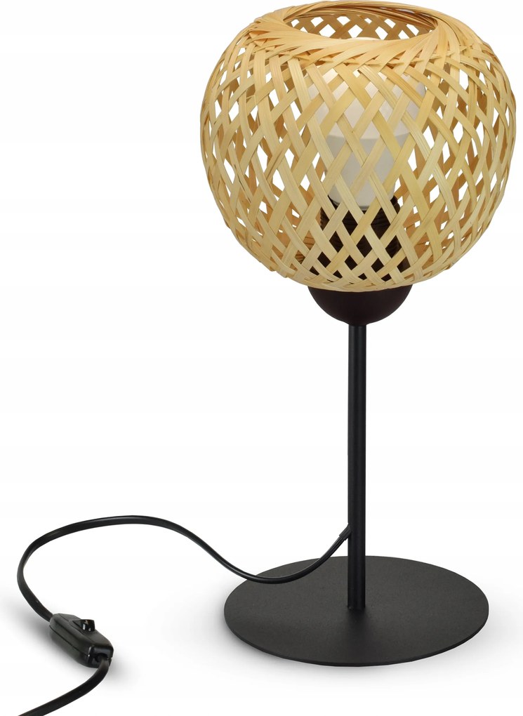 Éjjeli Asztali Lámpa 584-L1 Led E27 Boho Bambusz Természetes Fonott