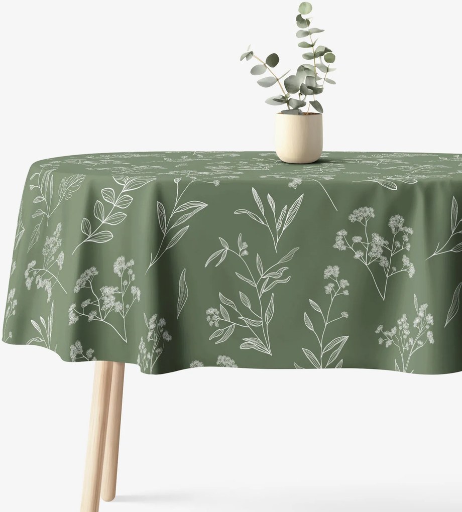 Goldea ovális pamut terítő - gyógynövény levelek 140 x 180 cm