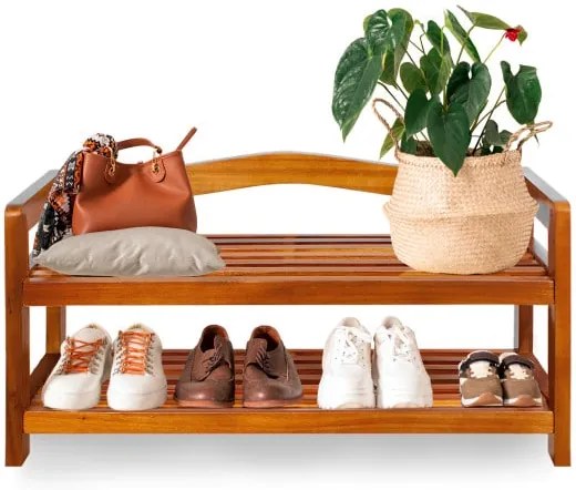 Casaria® Akácfa cipőtartó állvány - 2 szintes
