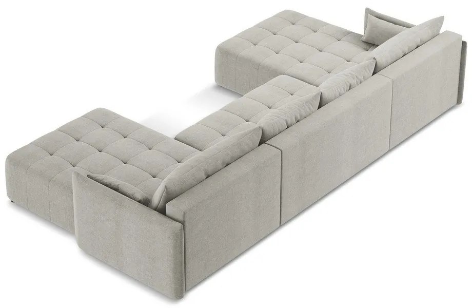 Világosszürke kinyitható-tárolóhelyes (U alakú) sarokkanapé Moku – Makamii