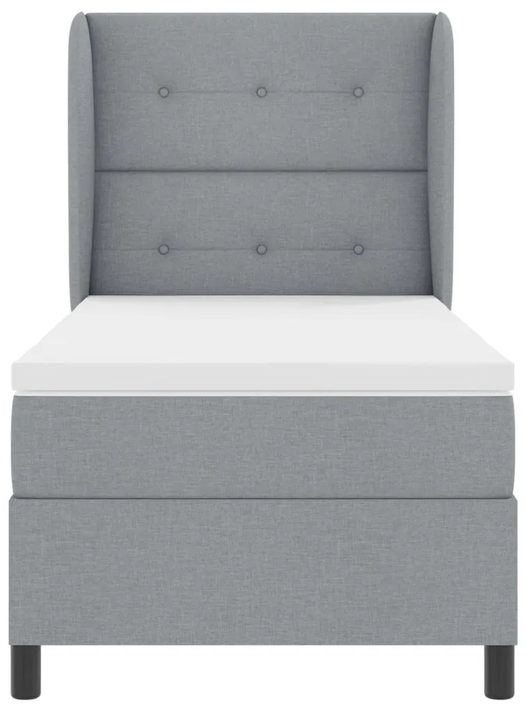 Boxspring Ágy Matrac Fényes Szürke 80x200 cm Szövet