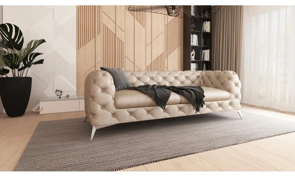 Bézs bársony kanapé 225 cm Chelsea – Ropez