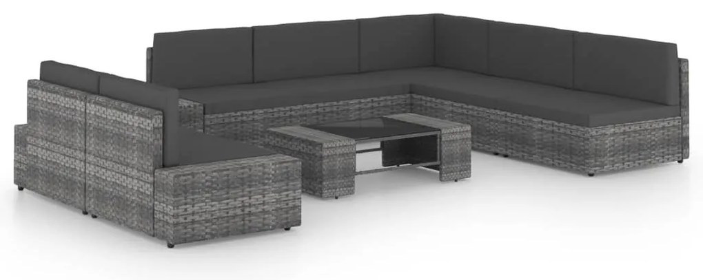 vidaXL 8 részes szürke polyrattan kerti ülőgarnitúra párnákkal