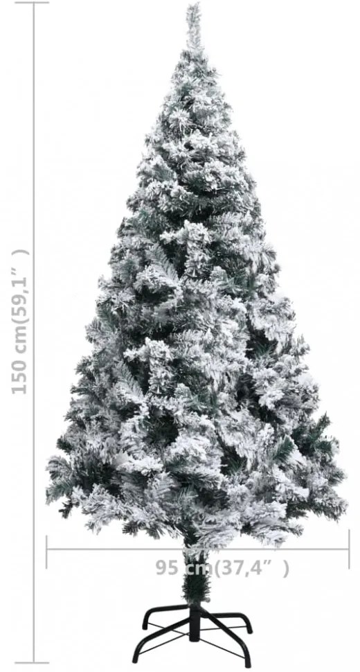 zöld PVC műkarácsonyfa hóval 150 cm