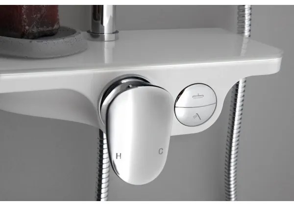 Aqualine - Csaptelepes zuhanyszett, fényes króm/fehér